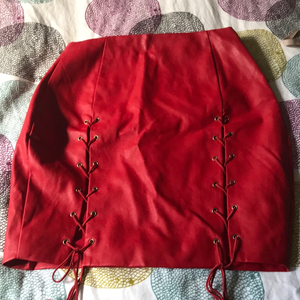 Honeybum Red pleather skirt
